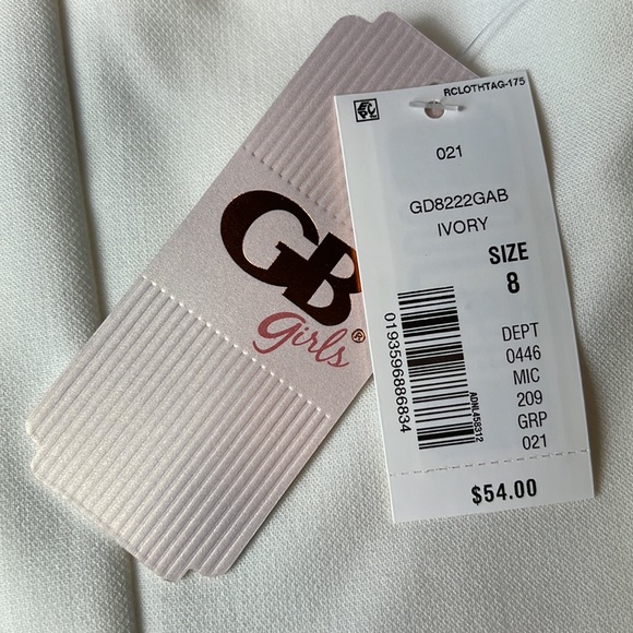 GB Girls Ruffle Dress Ivory Spaghetti strap Dress Girls Size 8 - Picture 9 of 13